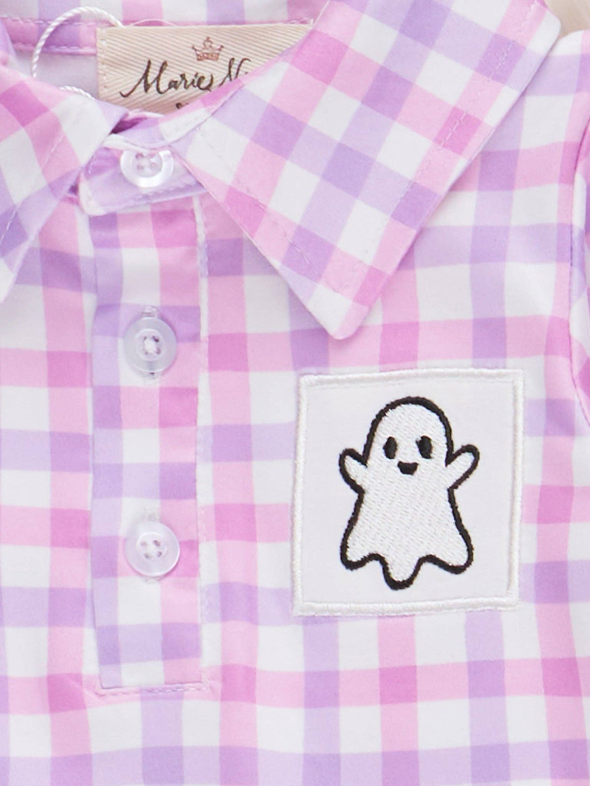Ghostly Greetings Smocked Plaid Top: XXXXL(8yrs)