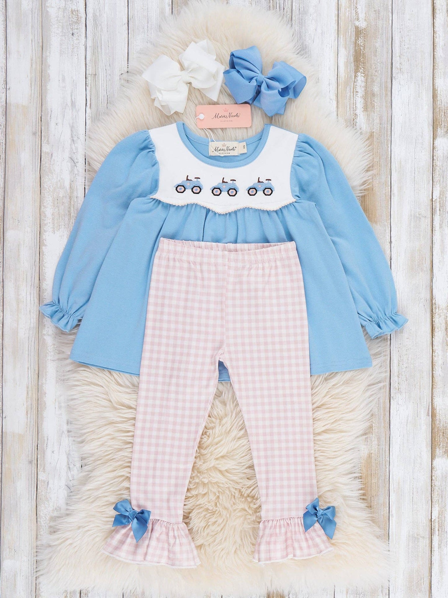 Farm Days Tractor Ruffle Embroidered Outfit