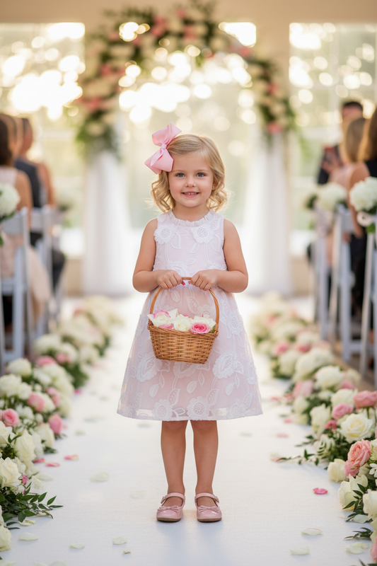 Blush pink embroidered dress
