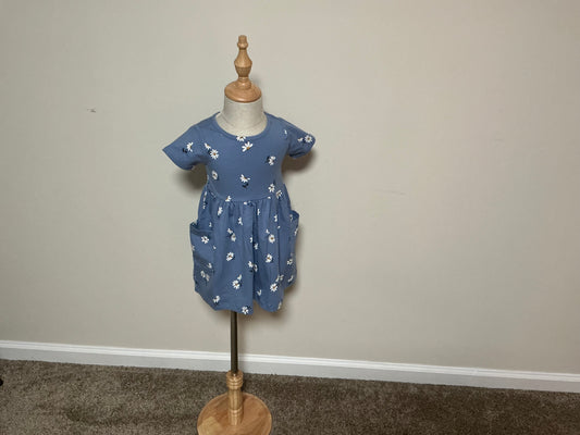 Blue Daisy Cotton Pocket Dress