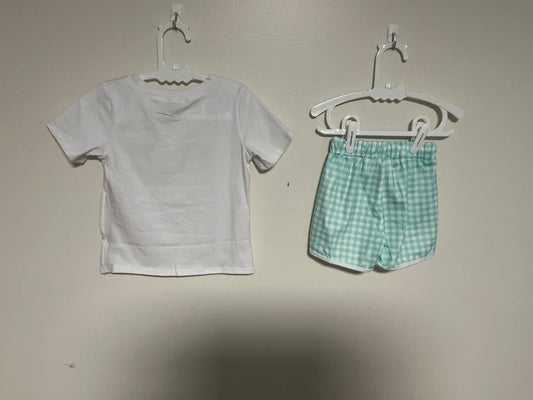 Boys White Sailboat Embroidery Shorts Set