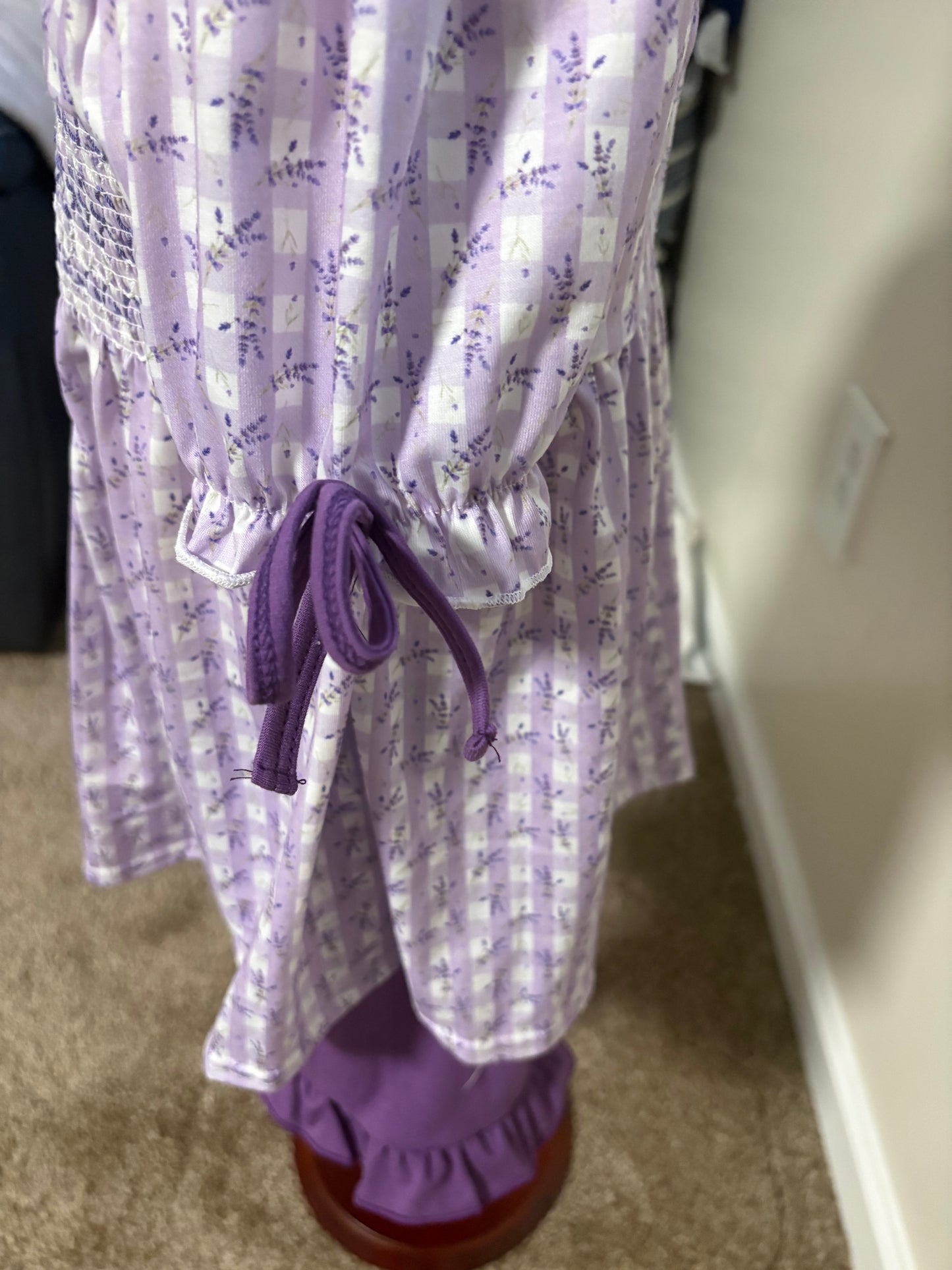 Lavender Floral Smocked Ruffle Shorts Set