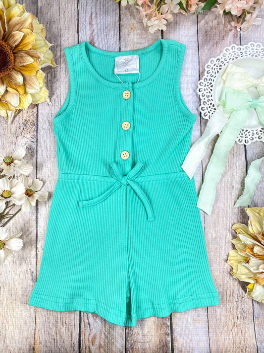 Essential Everyday Cotton Romper: Mint / 4T