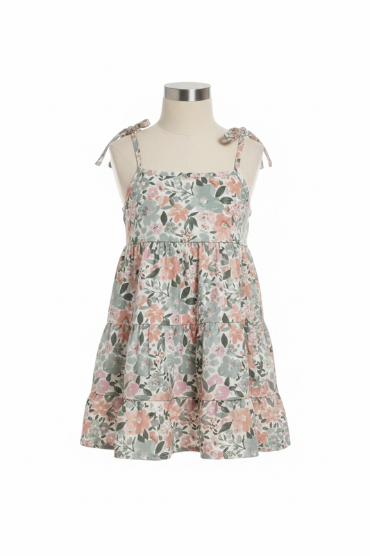 Pink Floral Tiered Dress - Ghost Mannequin