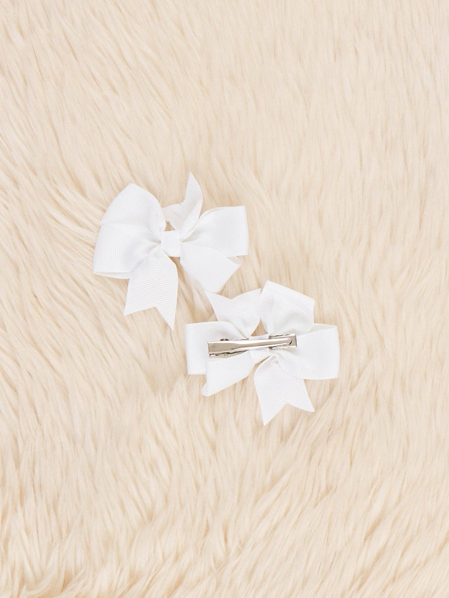White Hair Bows 3" 2-Pack