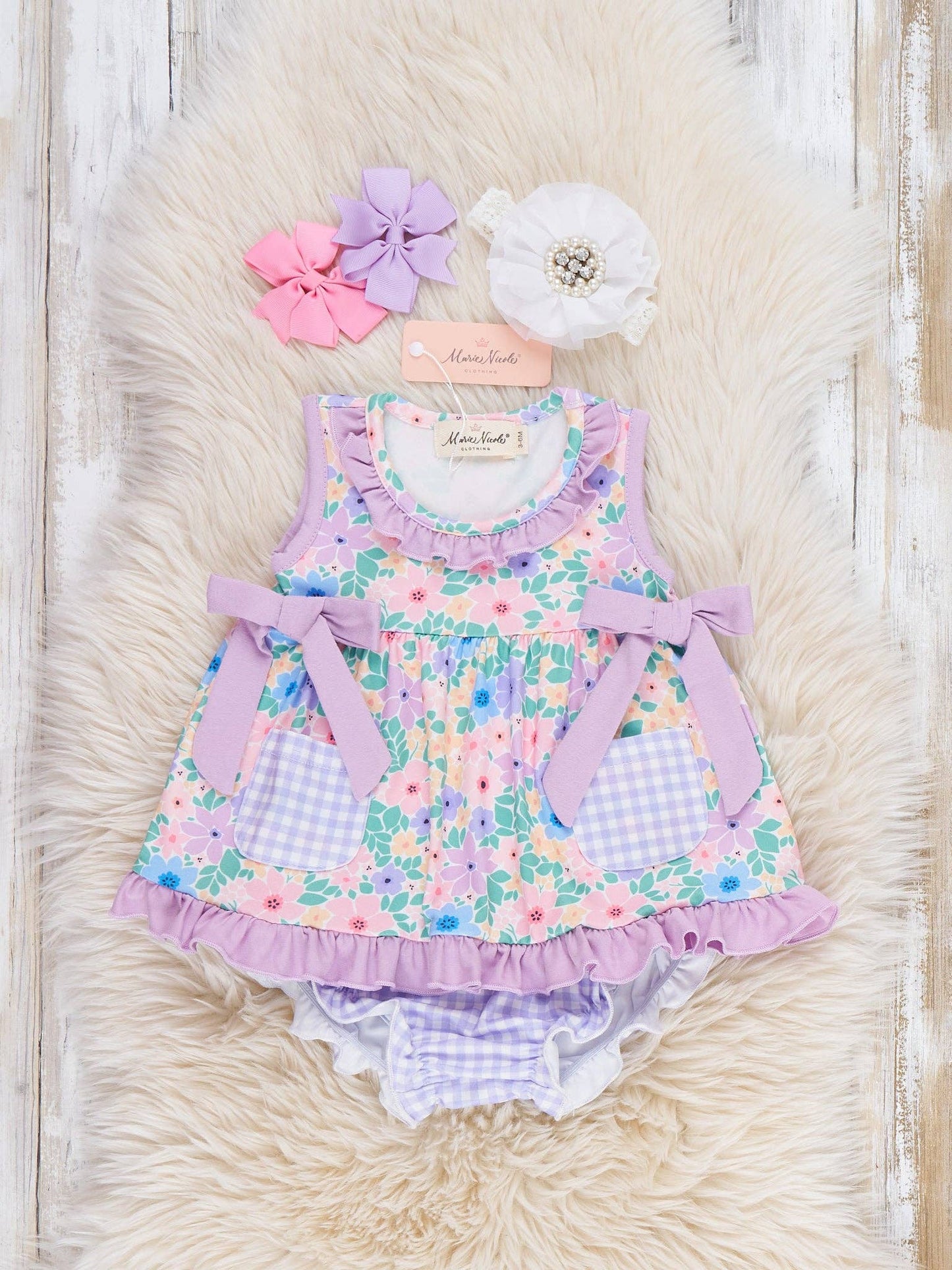 Blooming Breeze Ruffle Bow Bubble Romper