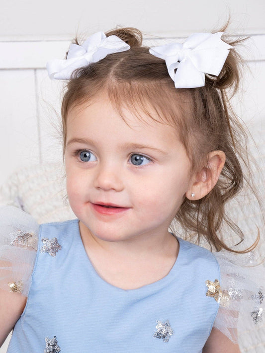 White Hair Bows 3" 2-Pack