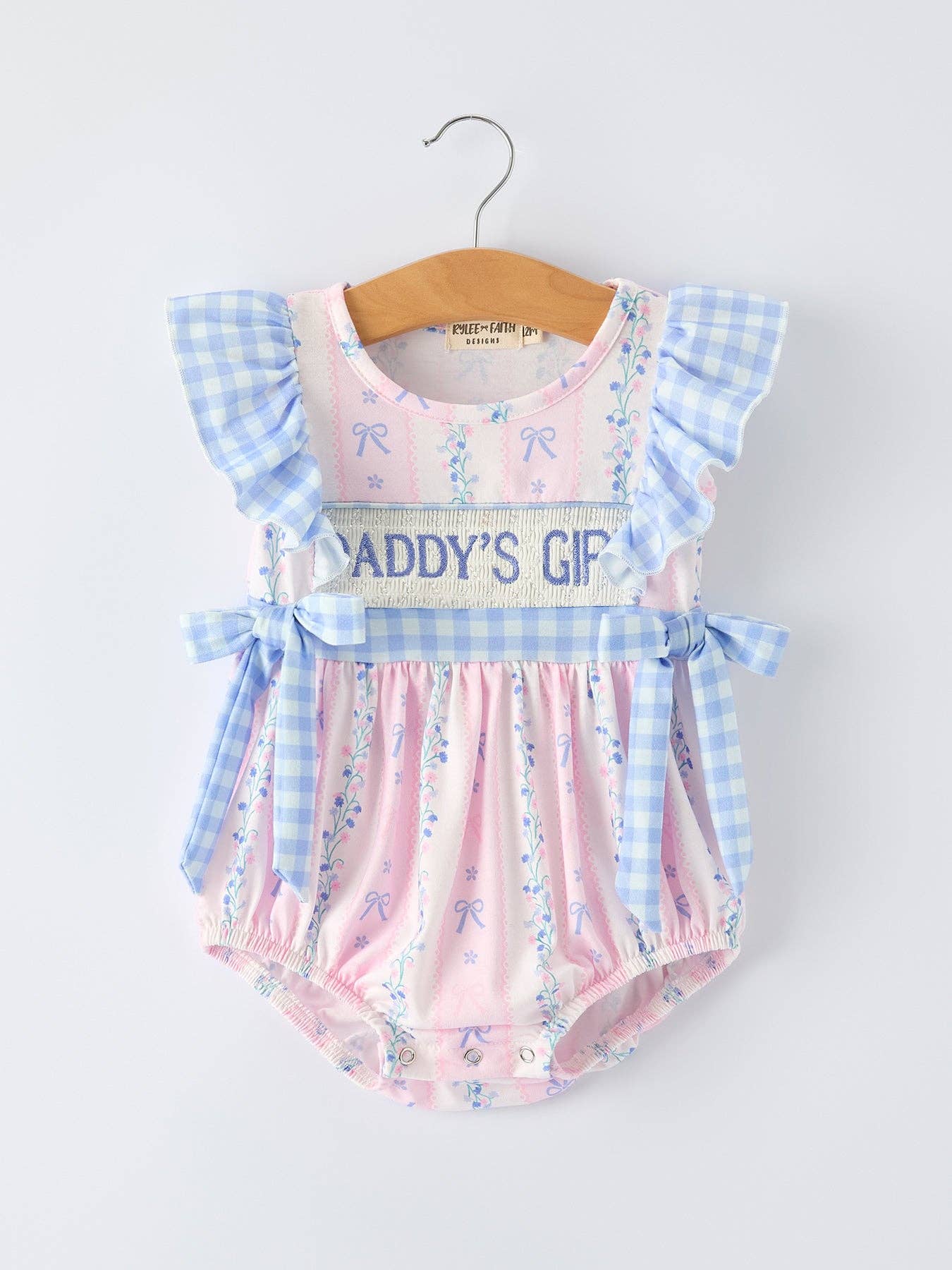 "DADDY'S GIRL" Smocked Plaid Baby Girls Romper