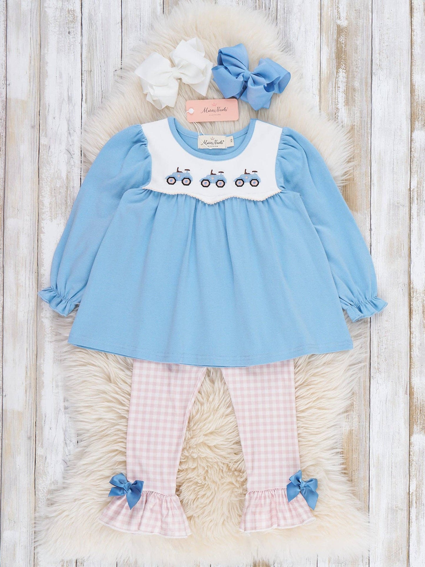 Farm Days Tractor Ruffle Embroidered Outfit