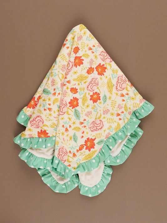 Lottie Dots Ruffle Minky Blanket: OS