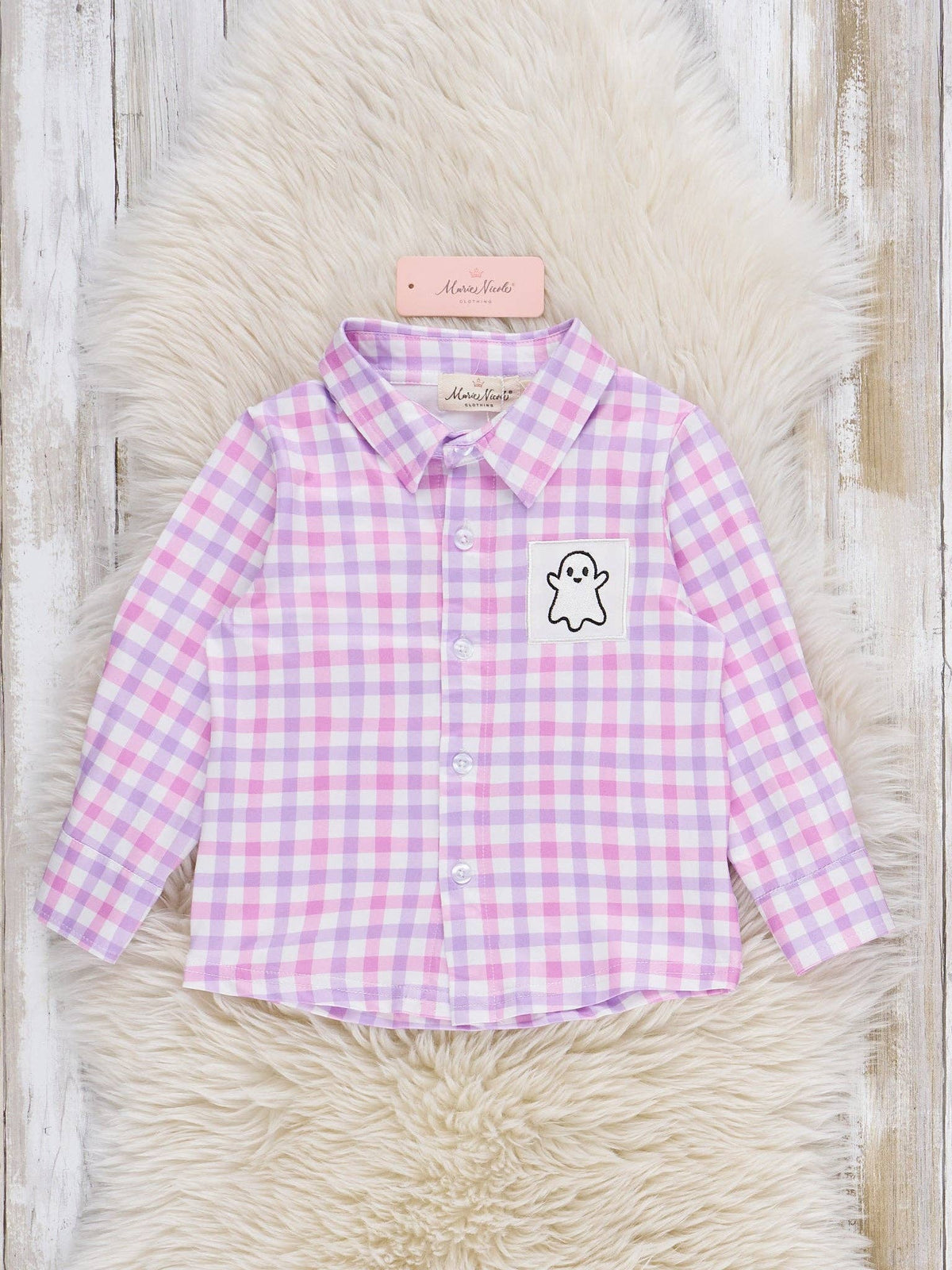 Ghostly Greetings Smocked Plaid Top: XXXXL(8yrs)