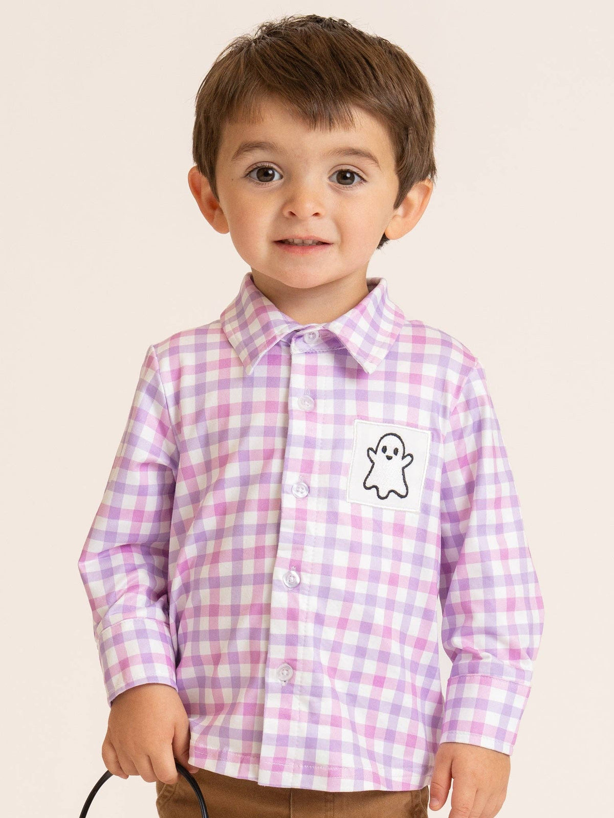 Ghostly Greetings Smocked Plaid Top: XXXXL(8yrs)