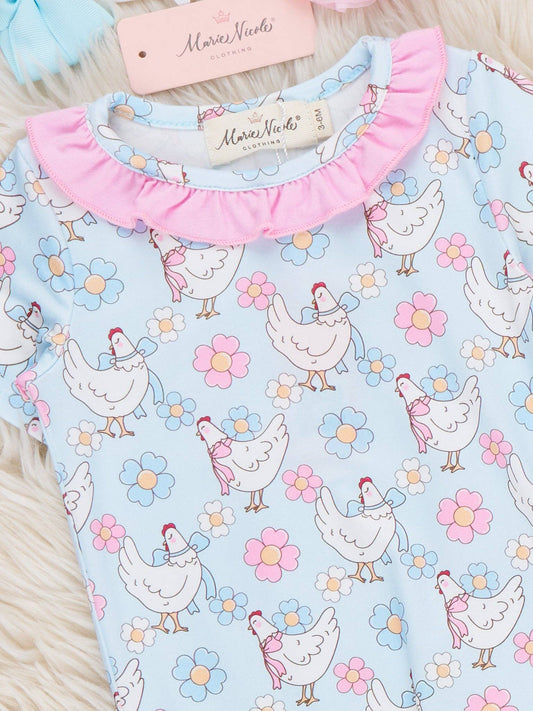 Happy Chickens Ruffle Gown: 0/3MOS