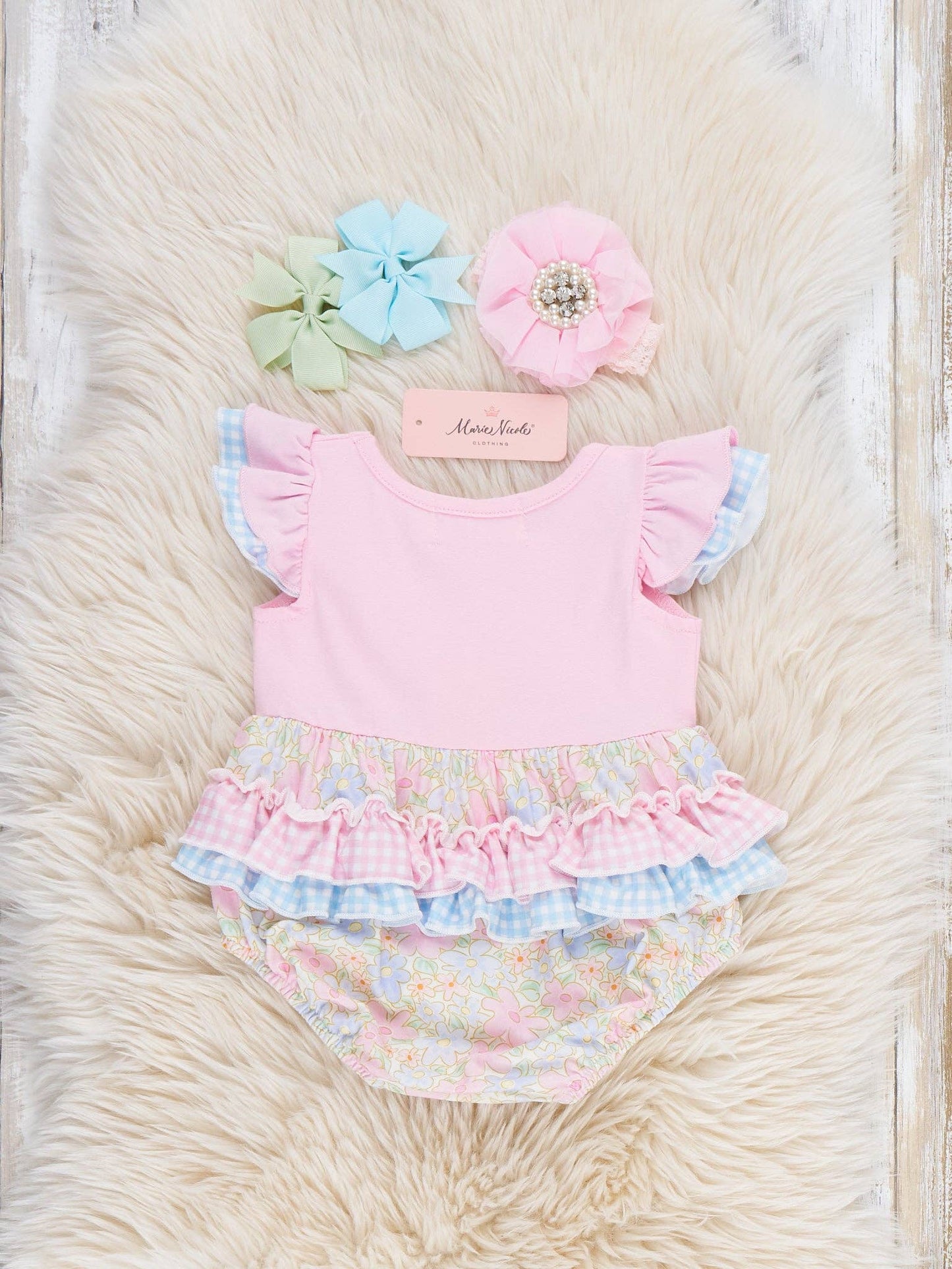 Sweet Meadow Ruffle Romper: 12/18MOS