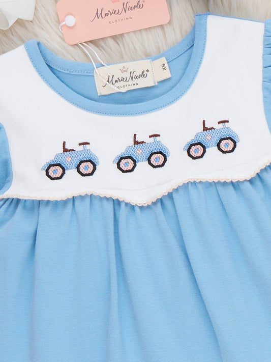 Farm Days Tractor Ruffle Embroidered Outfit
