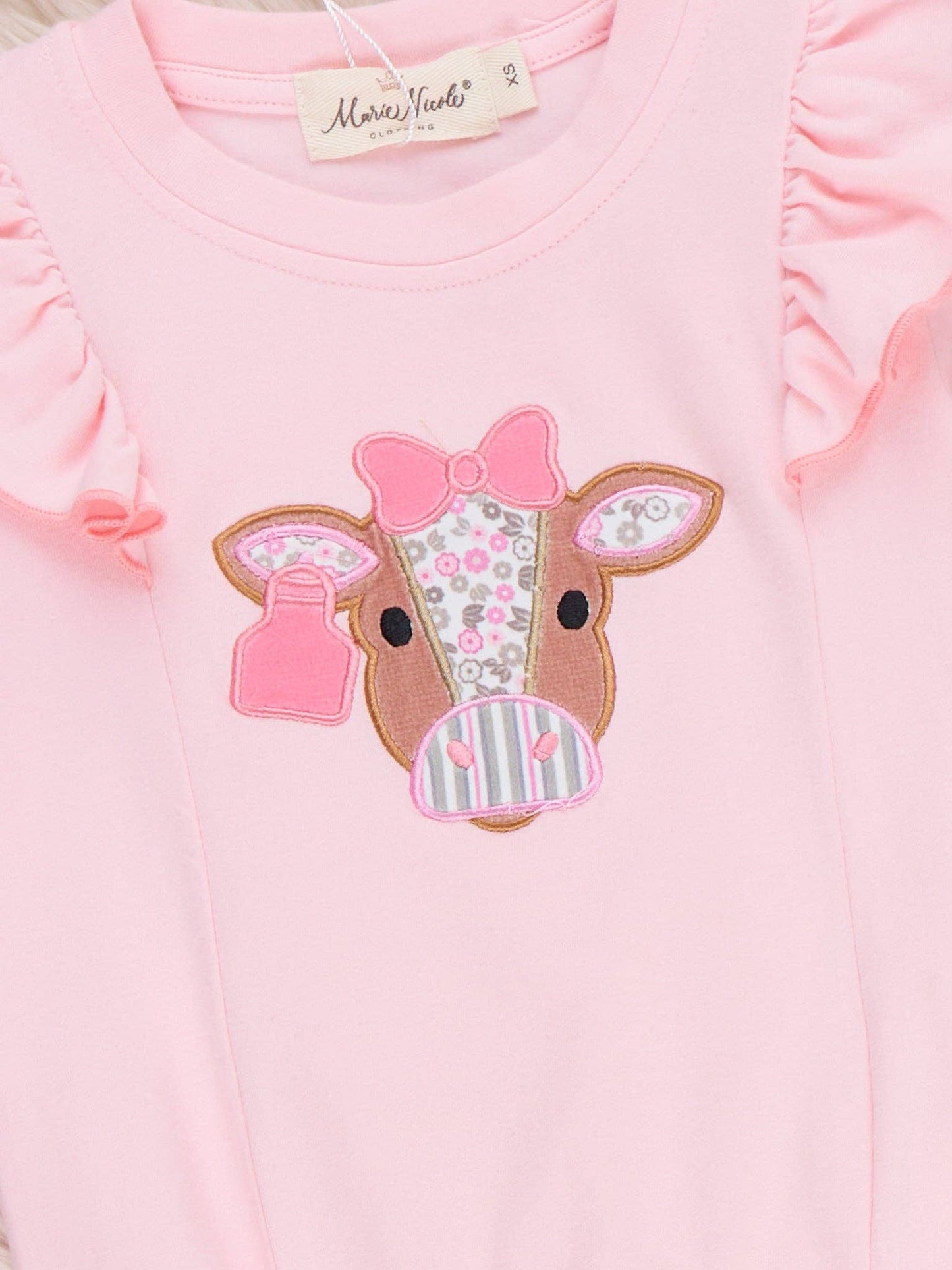 Floral Cow Cutie Ruffle Bell Bottom Outfit