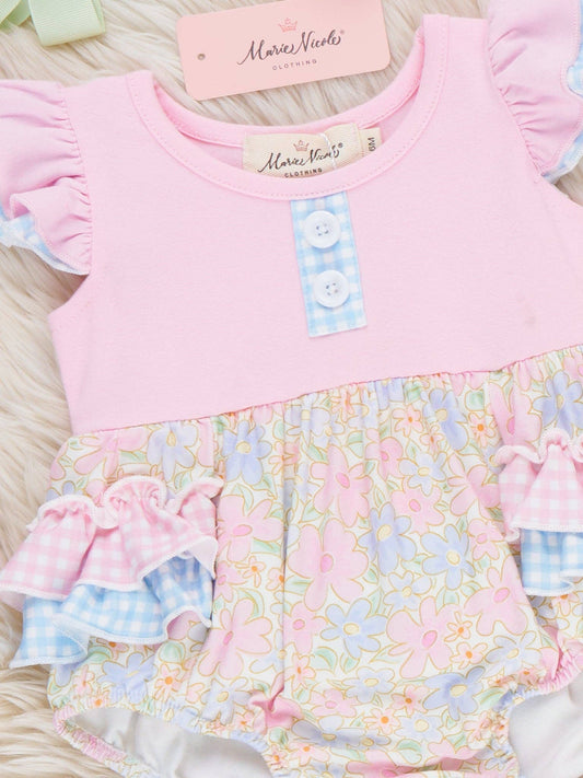 Sweet Meadow Ruffle Romper: 12/18MOS