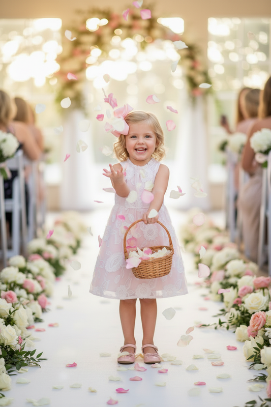 Blush pink embroidered dress