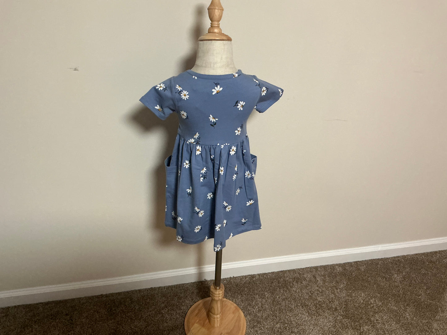 Blue Daisy Cotton Pocket Dress