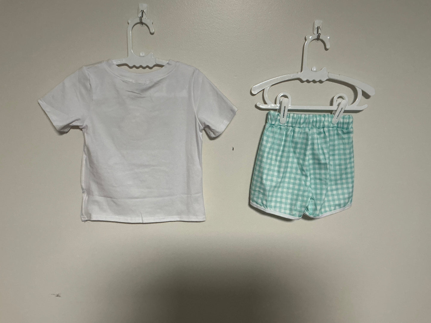 Boys White Sailboat Embroidery Shorts Set