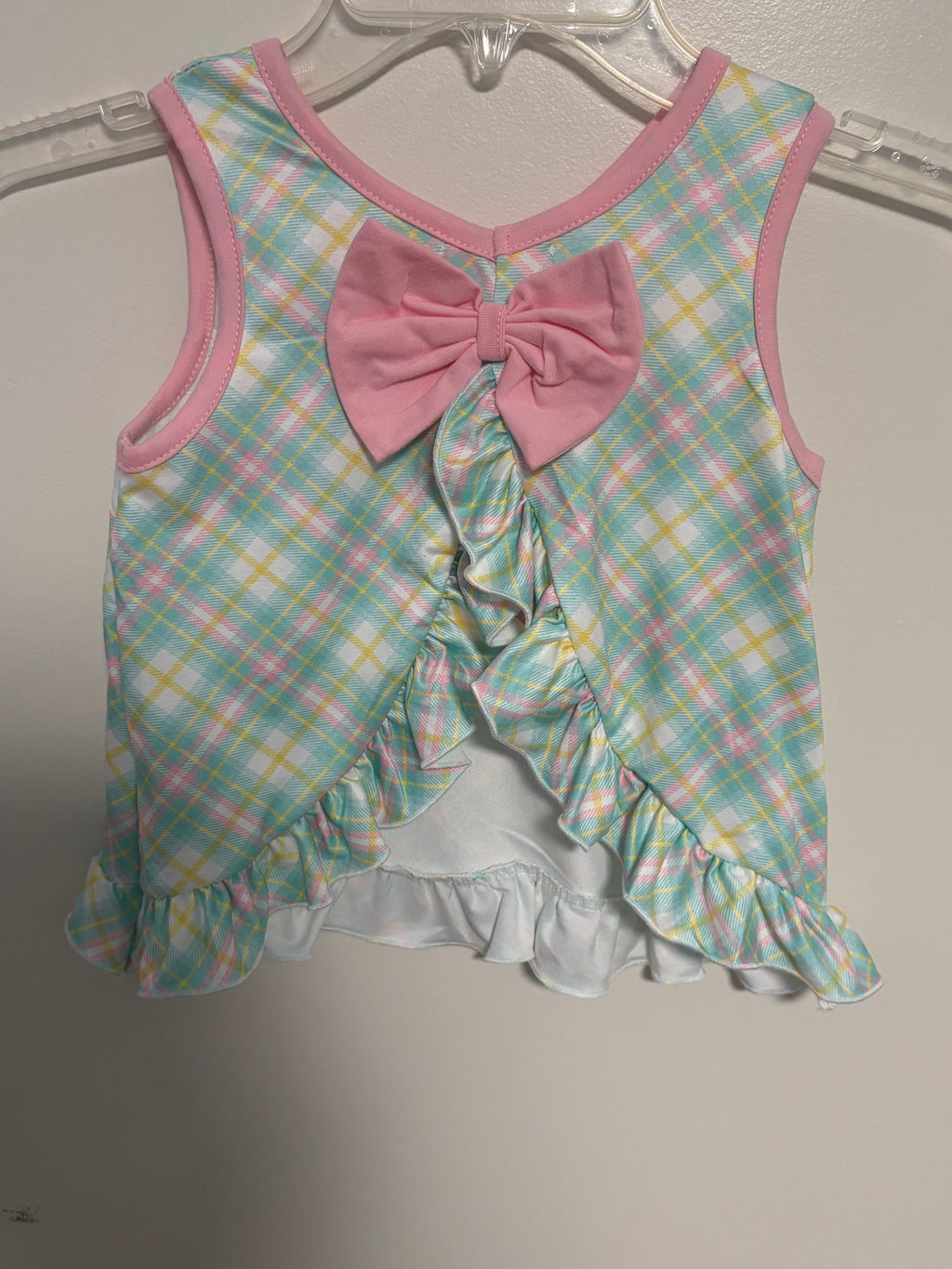 Mama’s Girl Pastel Plaid Smocked Ruffle Outfit