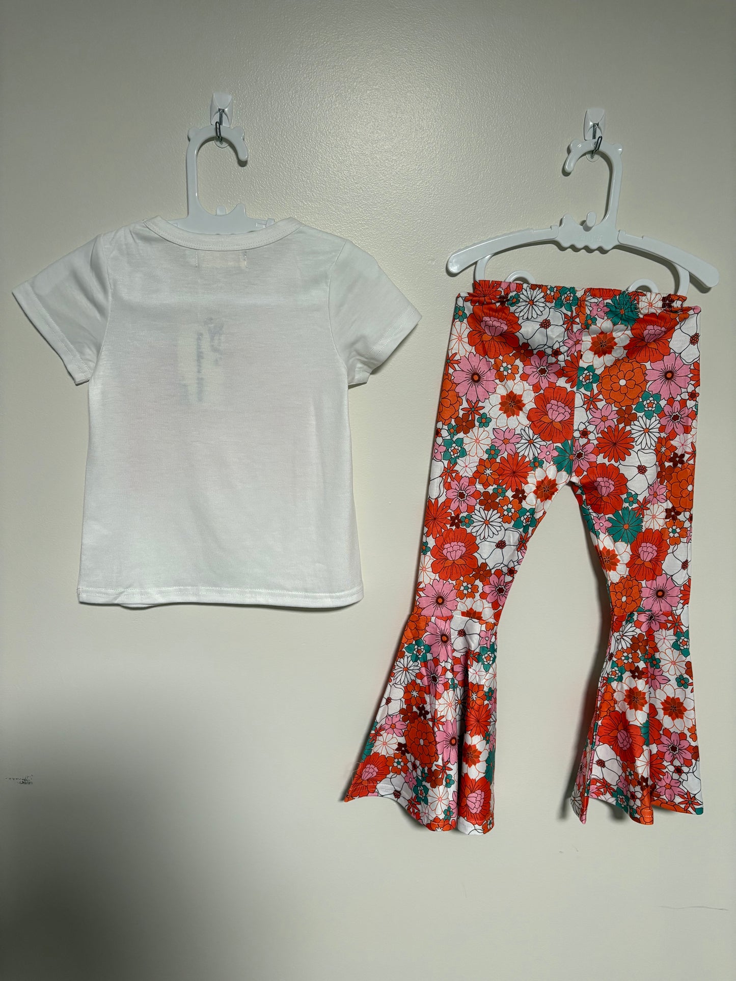 Groovy girl top & floral bell bottoms 2 piece girls set