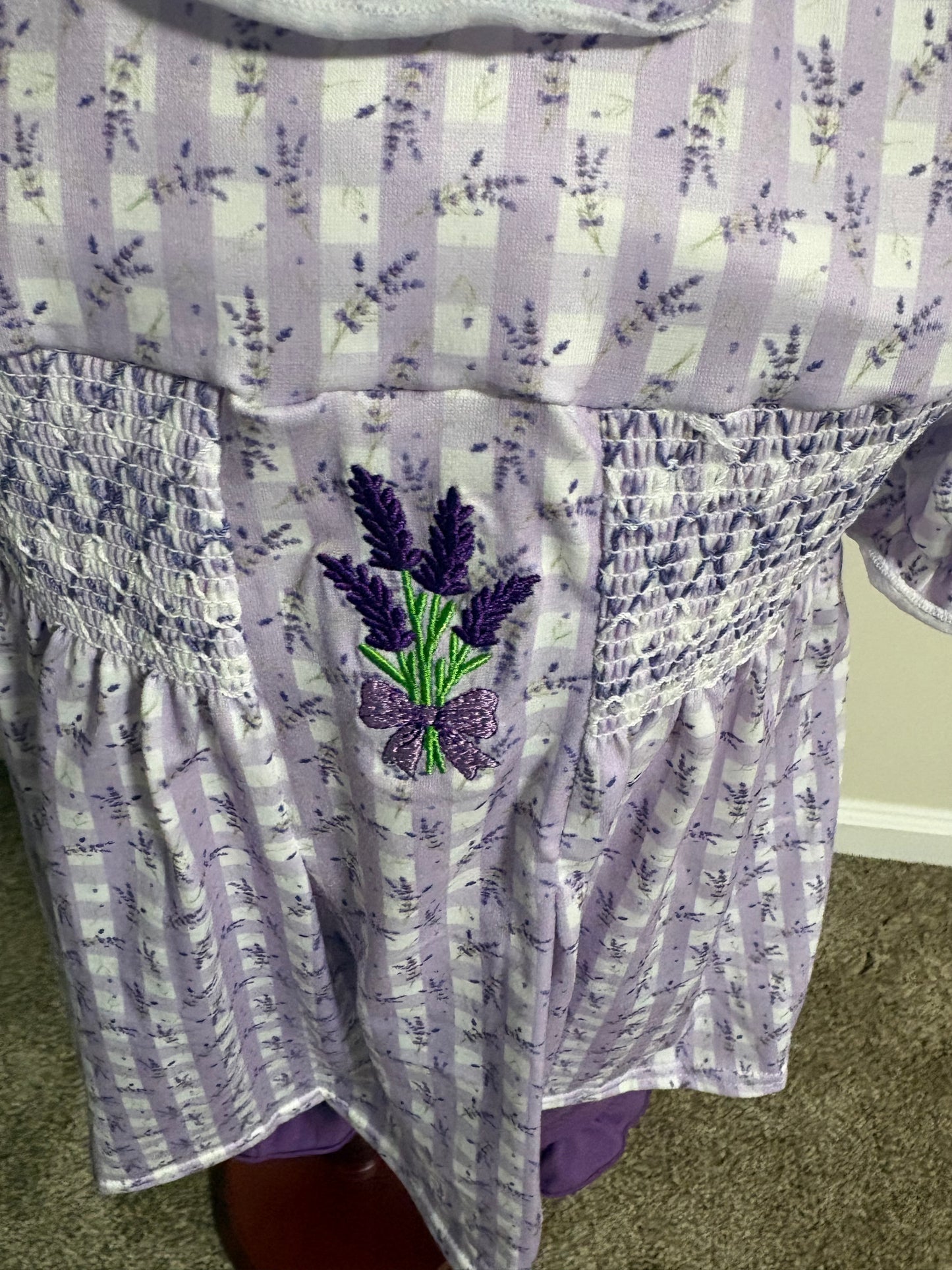 Lavender Floral Smocked Ruffle Shorts Set