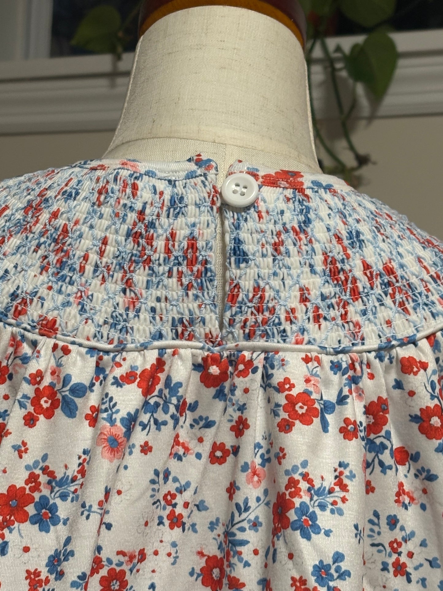 Blue Floral Lace Smocked Shorts Set