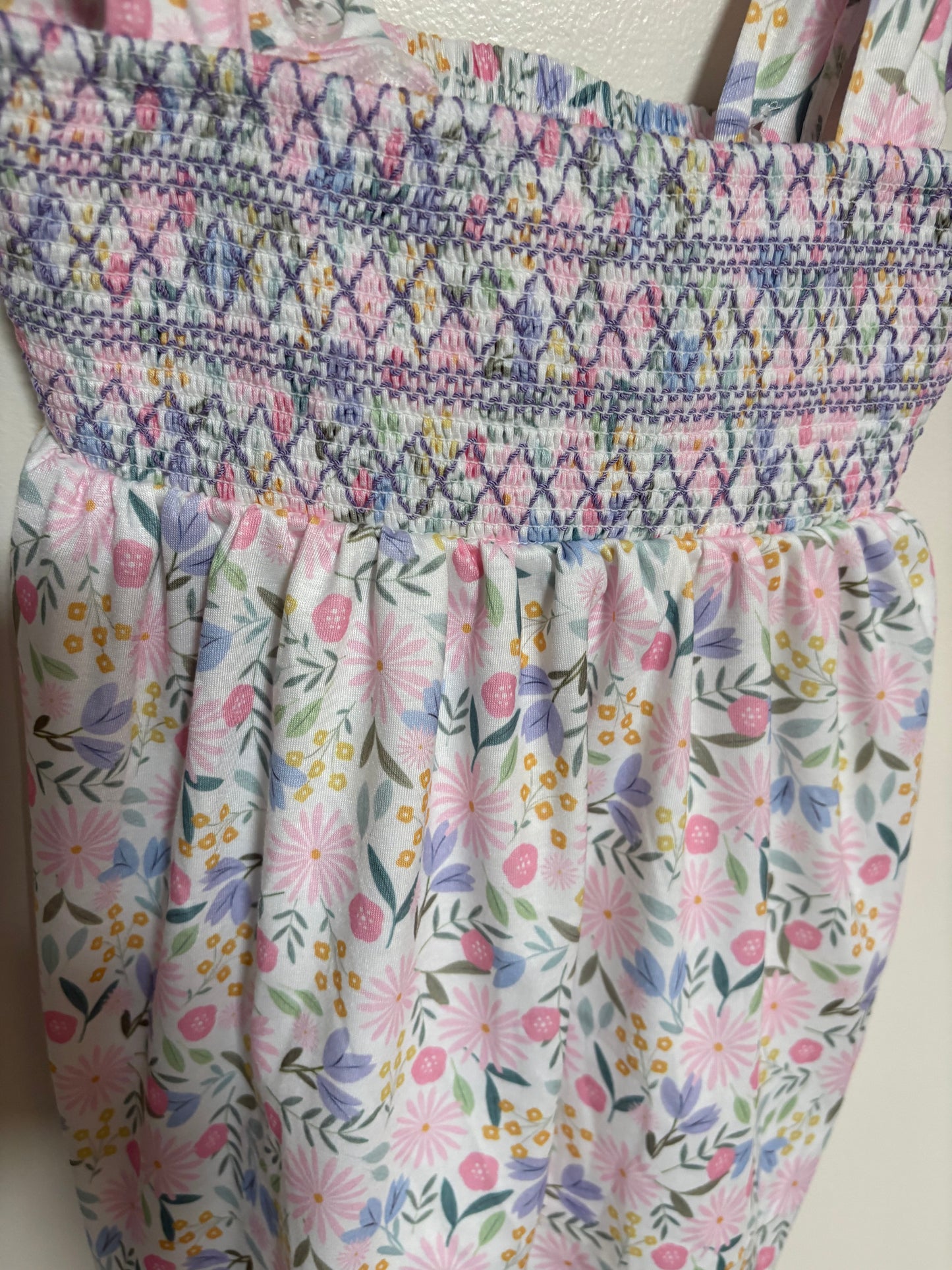 Purple floral smocked ruffle short set