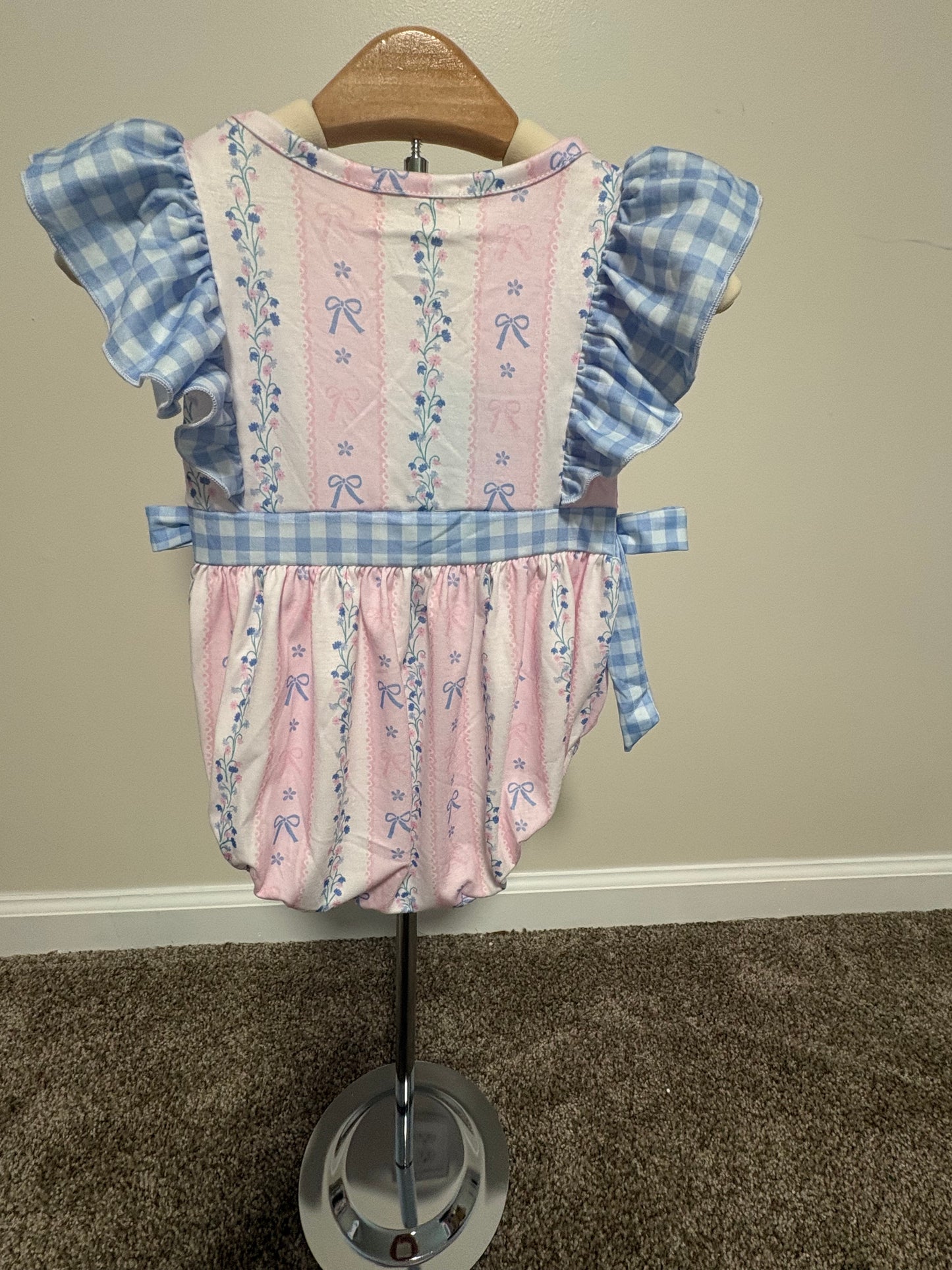 "DADDY'S GIRL" Smocked Plaid Baby Girls Romper
