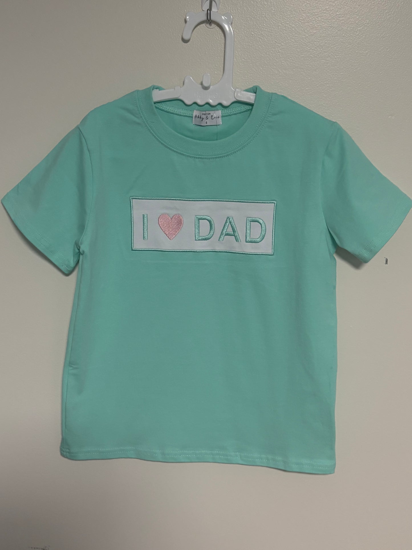 Boys Mint I Love Dad Shorts Set