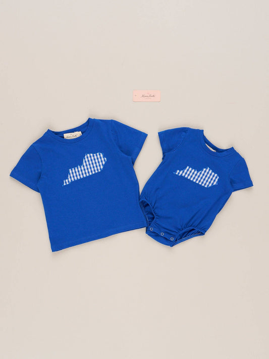 Kentucky Embroidered Gingham Bubble Romper: 6/12MOS