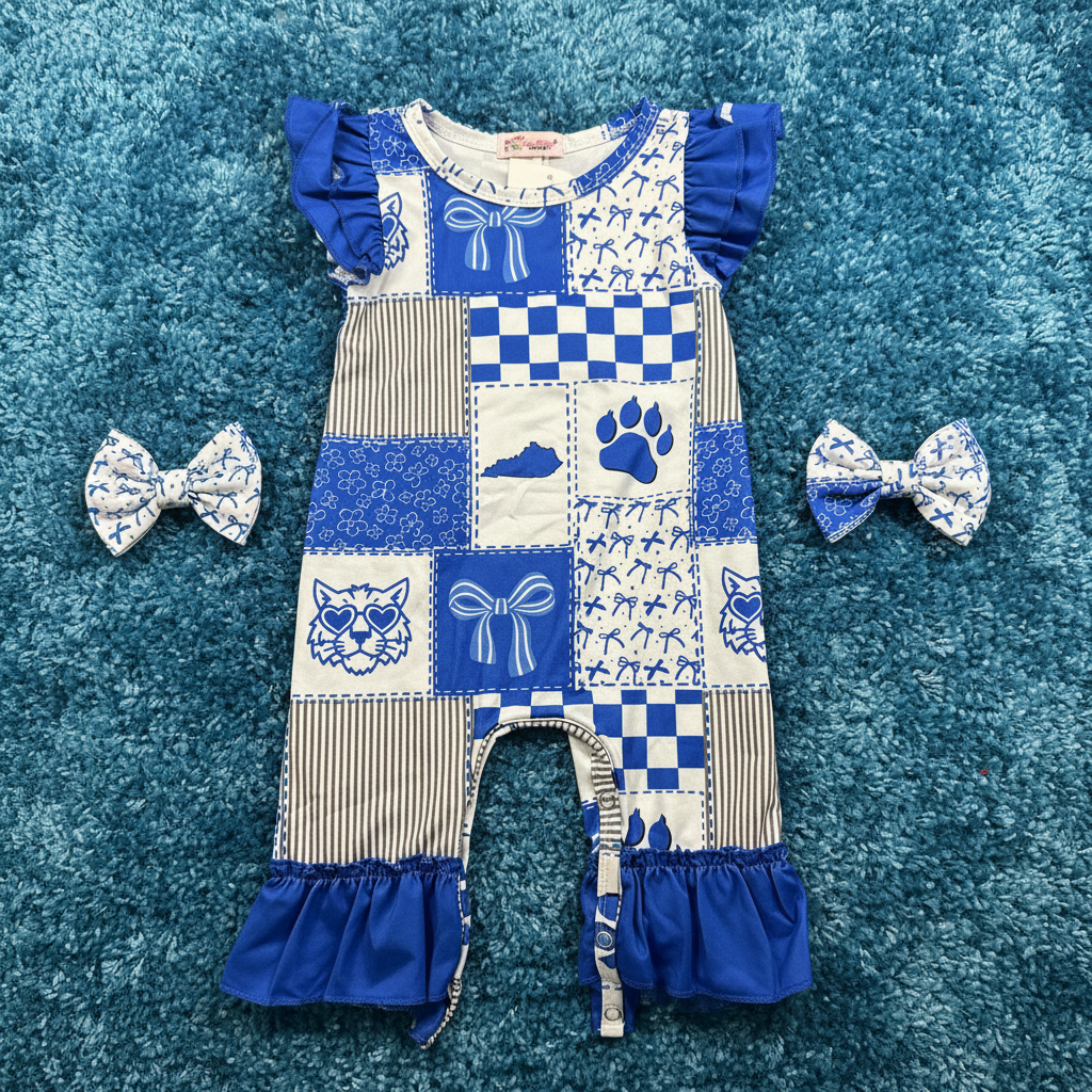 Kentucky Baby Romper Flat Lay